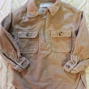 Tan Corduroy Half-Zip Shirt